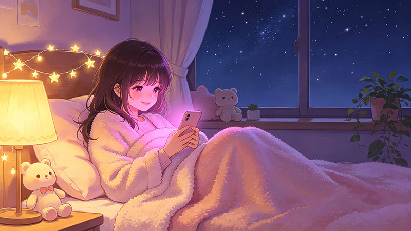 mufy深夜温暖陪伴使用场景插画